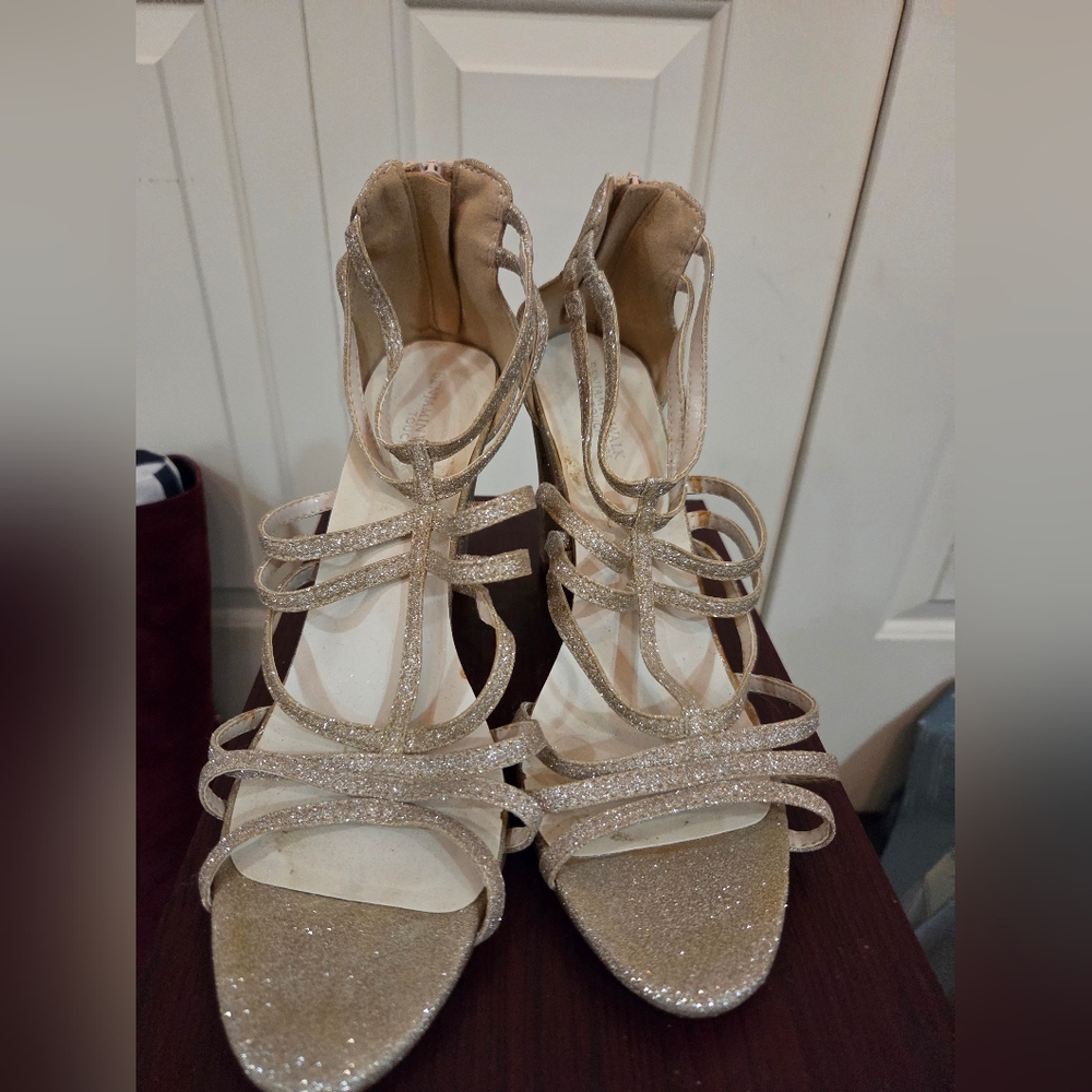 Benjamin Walk Gold Glitter Strappy Heels